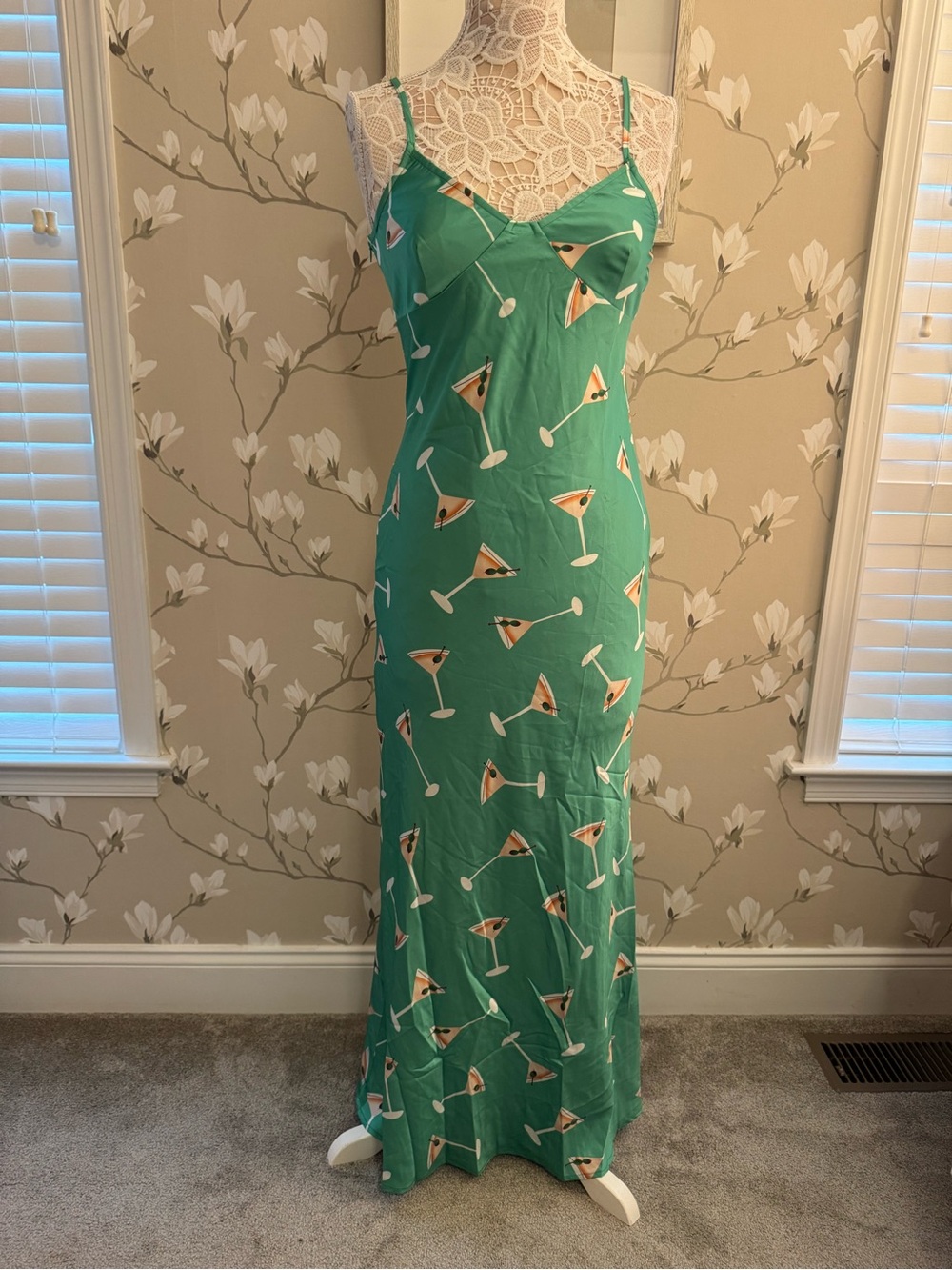 By Frankie Green Martini-Print lined Slip Maxi Dress